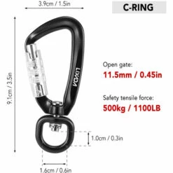 LIXADA Mousqueton Rotatif A 360 °, Noir, Anneau En C -Equipement antichute Soldes 18702736 2