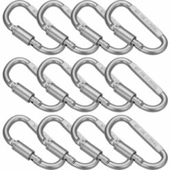 ASUPERMALL Mousqueton De Camping, Forme D, Avec Serrure, 12 Pieces