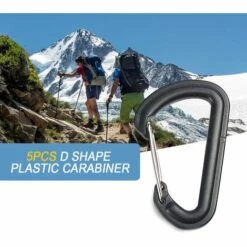 ASUPERMALL 5Pcs D Forme Plastique D-Anneau Mousqueton Porte-Cles Crochet A Ressort Molle Boucle Deployante Escalade Exterieure Outil