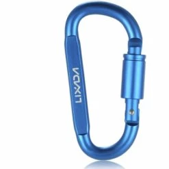 Lixada En Alliage D'Aluminium D-Anneau De Verrouillage Mousqueton A Vis De Verrouillage De Suspension Crochet Boucle Porte-Cles Pour Camping En Plein Air Randonnee, Bleu