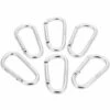 Lixada Paquet De 6 Aluminium Mousqueton D-Anneau De Verrouillage Mousqueton Porte-Clefs Crochet, Argent -Equipement antichute Soldes 23196847 1