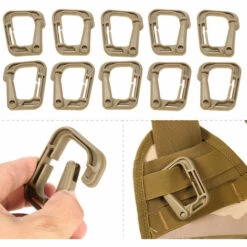 ASUPERMALL Paquet De 10 Verrouillage Polyvalent D-Ring Crochet De Suspension Mousqueton Porte-Cles Pour Molle Webbing, Bronzer -Equipement antichute Soldes 23196862 4