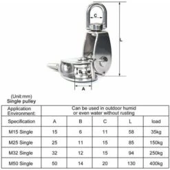 DEVENIRRICHE 2 Pcs Poulie En Acier Inox 304 M25 Poulie De Levage Rouleau De Chargement -Equipement antichute Soldes 25096128 4