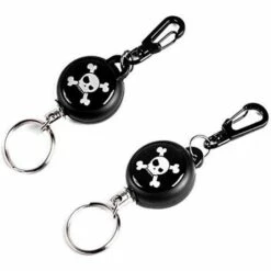 BEARSU Rétractable Porte Clés, 2 Pièces Longe Rétractable Bobine Avec 60 Cm Extra Fort Corde En Acier Pour Clés Ou Badges Clip De Ceinture (Noir)