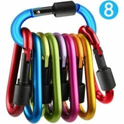 BEARSU Mousqueton Porte Clés,8 PCS Mousqueton Porte Clé Mousquetons Aluminium D-Anneau Crochet Pour Camping, Pêche,Randonnée,Voyages, La Maison, Sac à Dos, Et Porte-clés -Equipement antichute Soldes 25989534 2