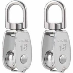 DEVENIRRICHE Poulie Simple Pivotante 5 Pièces M15 Poulie Simple En Acier Inoxydable Robuste Poulie Simple Bloc Lisse Rouleau De Chargement 35 KG Pour Corde De Levage Câble