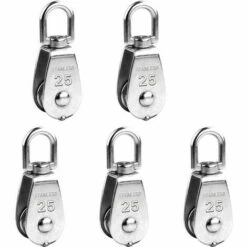 LONGZIMING 5 Pièces Poulie Pour Cable, Poulie De Levage En 304 Acier Inoxydable - M25 Poulie Simple, Capacité De La Poulie 150 Kg - Argent