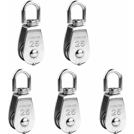 LONGZIMING 5 Pièces Poulie Pour Cable, Poulie De Levage En 304 Acier Inoxydable - M25 Poulie Simple, Capacité De La Poulie 150 Kg - Argent 3 LONGZIMING 5 Pièces Poulie Pour Cable, Poulie De Levage En 304 Acier Inoxydable - M25 Poulie Simple, Capacité De La Poulie 150 Kg - Argent
