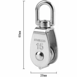 LONGZIMING 4 Pièces 15 Mm Poulie Simple Poulie En Acier Inox Poulie De Levage Capacité De La Poulie 35 Kg - Argent -Equipement antichute Soldes 26551367 5