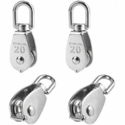 LONGZIMING 4 Pièces 20 Mm Poulie Simple Poulie En Acier Inox Poulie De Levage Capacité De La Poulie - Argent