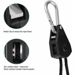 LITZEE Corde à Cliquet Réglable Sangle à Cliquet Corde Heavy Duty Rope Ratchet Pour Lampe Plantes Capacité De 150 LB Par Paire 1/8 Pouces 2 Paire -Equipement antichute Soldes 28267999 5