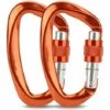 Triomphe 2 Pièces De Mousqueton En Aluminium D'aviation En Forme De D Mousqueton Boucle Hamac Boucle De Sécurité Crochet à Ressort Crochet En Aluminium Boucle De Sécurité Simple Crochet, 12KN Orange