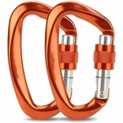Triomphe 2 Pièces De Mousqueton En Aluminium D'aviation En Forme De D Mousqueton Boucle Hamac Boucle De Sécurité Crochet à Ressort Crochet En Aluminium Boucle De Sécurité Simple Crochet, 12KN Orange