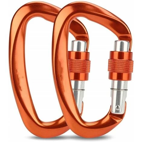 PERLE RARE Mousqueton Antichute Mousqueton En Forme De D 12KN Orange (2 Mousqueton 3 PERLE RARE Mousqueton Antichute Mousqueton En Forme De D 12KN Orange (2 Mousqueton