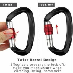 Perle Rare Mousqueton Antichute Mousqueton En Forme De D 12KN Noir (2 -Equipement antichute Soldes 29867547 4