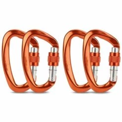 Perle Rare 4 Pièces De Mousqueton En Aluminium Aviation Mousqueton De Type D Boucle Hamac Boucle De Sécurité Crochet à Ressort Crochet En Aluminium Boucle De Sécurité Simple Crochet, 12KN Orange