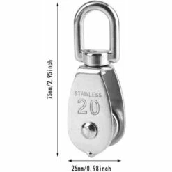 ABCRITAL 4 Pièces 20 Mm Poulie Simple Poulie En Acier Inox Poulie De Levage Capacité De La Poulie - Argent -Equipement antichute Soldes 30216446 5