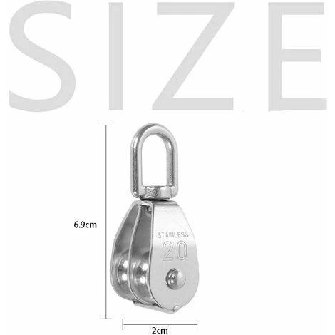 ABCRITAL 2Pcs Bloc De Poulie,Poulie De Levage Pour Cable,Poulie Double A Fixe,Poulie Pour Cable Acier,Poulie Pour Cable,Poulie Double,Poulie Acier Inoxydable (M20-S) 4 ABCRITAL 2Pcs Bloc De Poulie,Poulie De Levage Pour Cable,Poulie Double A Fixe,Poulie Pour Cable Acier,Poulie Pour Cable,Poulie Double,Poulie Acier Inoxydable (M20-S) – Image 2