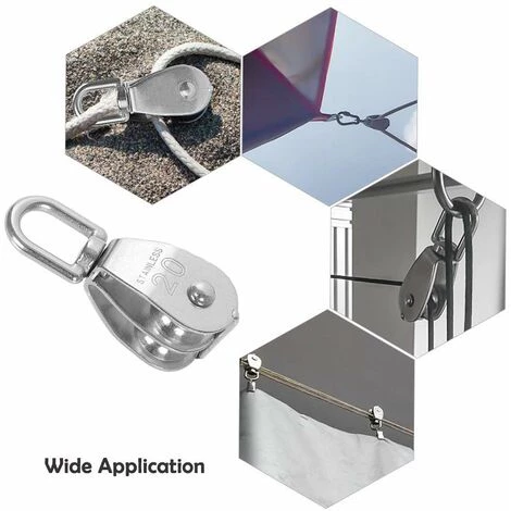 ABCRITAL 2Pcs Bloc De Poulie,Poulie De Levage Pour Cable,Poulie Double A Fixe,Poulie Pour Cable Acier,Poulie Pour Cable,Poulie Double,Poulie Acier Inoxydable (M20-S) 6 ABCRITAL 2Pcs Bloc De Poulie,Poulie De Levage Pour Cable,Poulie Double A Fixe,Poulie Pour Cable Acier,Poulie Pour Cable,Poulie Double,Poulie Acier Inoxydable (M20-S) – Image 4