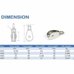 ABCRITAL M15 Poulie Double Pivotante En Acier Inoxydable - 1 Poulie De Levage - Permet De Soulever La Corde De Levage De Bateaux Ou De Yachts, Argent -Equipement antichute Soldes 30777754 4