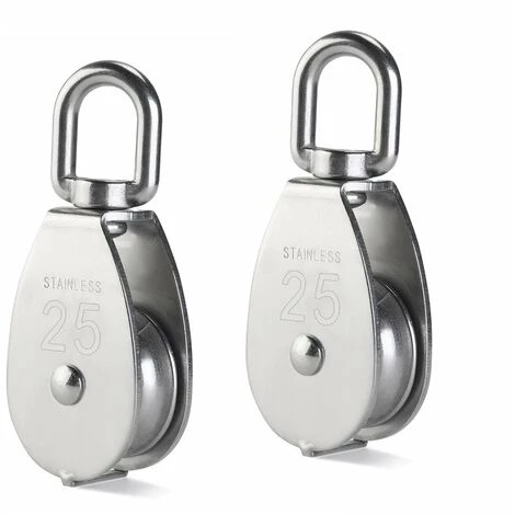 ABCRITAL 25Mm Poulie En Acier Inox 304 M25 Poulie De Levage 400Kg Poulie À Crochet Pivotant À Poulie Simple - Argent ( 2 Pièces) 3 ABCRITAL 25Mm Poulie En Acier Inox 304 M25 Poulie De Levage 400Kg Poulie À Crochet Pivotant À Poulie Simple - Argent ( 2 Pièces)