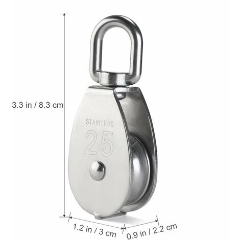 ABCRITAL 25Mm Poulie En Acier Inox 304 M25 Poulie De Levage 400Kg Poulie À Crochet Pivotant À Poulie Simple - Argent ( 2 Pièces) 6 ABCRITAL 25Mm Poulie En Acier Inox 304 M25 Poulie De Levage 400Kg Poulie À Crochet Pivotant À Poulie Simple - Argent ( 2 Pièces) – Image 4