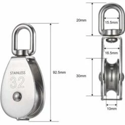 DEVENIRRICHE 2 Pièces Seul Poulies Bloc Rouleau, M32 Poulie Simple En Acier Inoxydable, Poulie Pivotante Pour Corde à Linge, Etendoir, Tendeur, Poids Et Barre De Musculation, Crochet Cord 8 DEVENIRRICHE 2 Pièces Seul Poulies Bloc Rouleau, M32 Poulie Simple En Acier Inoxydable, Poulie Pivotante Pour Corde à Linge, Etendoir, Tendeur, Poids Et Barre De Musculation, Crochet Cord -Equipement antichute Soldes 30778296 2