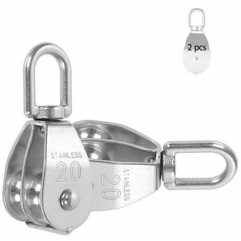 DEVENIRRICHE 2pcs Bloc De Poulie,Poulie De Levage Pour Cable,Poulie Double A Fixe,Poulie Pour Cable Acier,Poulie Pour Cable,Poulie Double,Poulie Acier Inoxydable (M20-S) 3 DEVENIRRICHE 2pcs Bloc De Poulie,Poulie De Levage Pour Cable,Poulie Double A Fixe,Poulie Pour Cable Acier,Poulie Pour Cable,Poulie Double,Poulie Acier Inoxydable (M20-S)