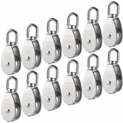 DEVENIRRICHE M15 Poulie Simple En Acier Inoxydable 304, 15MM Seul Poulies Bloc Rouleau, Grue Pivot Crochet Lisse Fil Corde Câble Chargement 77lbs/35Kg (12 Pièces)