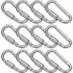 HAPPYSHOPPING Mousqueton En Forme De D 8cm Avec Serrure 12pcs