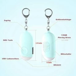 LITZEE Alarme De Poche Rechargeable - Alerte Personnelle Sonore De 130 DB Avec Porte-clés Avec Lampe De Poche, Sirène D'auto-défense D'alarme De Panique Pour Femmes, Enfants, Filles Et Personnes âgées(bleu) -Equipement antichute Soldes 32528860 4