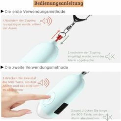 LITZEE Alarme De Poche Rechargeable - Alerte Personnelle Sonore De 130 DB Avec Porte-clés Avec Lampe De Poche, Sirène D'auto-défense D'alarme De Panique Pour Femmes, Enfants, Filles Et Personnes âgées(bleu) -Equipement antichute Soldes 32528860 5