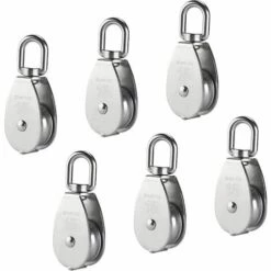 AIDUCHO M15 Poulie Simple En Acier Inoxydable 304, 15MM Seul Poulies Bloc Rouleau, Grue Pivot Crochet Lisse Fil Corde Câble Chargement 77lbs/35Kg (6 Pièces)