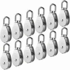 AIDUCHO M15 Poulie Simple En Acier Inoxydable 304, 15MM Seul Poulies Bloc Rouleau, Grue Pivot Crochet Lisse Fil Corde Câble Chargement 77lbs/35Kg (12 Pièces)