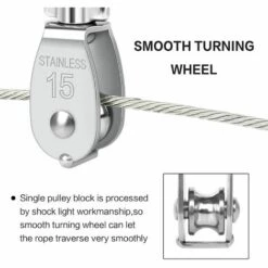 AIDUCHO Poulie Simple Pivotante 5 Pièces M15 Poulie Simple En Acier Inoxydable Robuste Poulie Simple Bloc Lisse Rouleau De Chargement 35 KG Pour Corde De Levage Câble Corde à Linge -Equipement antichute Soldes 32753507 3