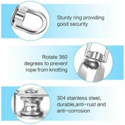 AIDUCHO Poulie Simple Pivotante 5 Pièces M15 Poulie Simple En Acier Inoxydable Robuste Poulie Simple Bloc Lisse Rouleau De Chargement 35 KG Pour Corde De Levage Câble Corde à Linge -Equipement antichute Soldes 32753507 4