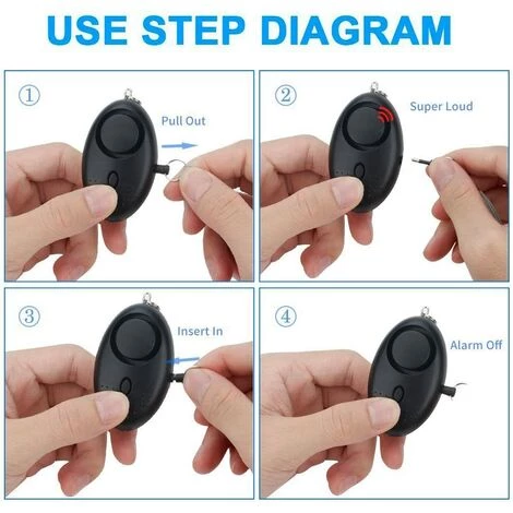 LangRay Alarme Personnelle, Porte-clés D'alarme De Panique, 140 DB, Alarme De Sécurité Avec Lumière LED Pour Femmes, Filles Et Personnes âgées (Noir) 5 LangRay Alarme Personnelle, Porte-clés D'alarme De Panique, 140 DB, Alarme De Sécurité Avec Lumière LED Pour Femmes, Filles Et Personnes âgées (Noir) – Image 3