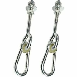 ILoveMilan Lot De 2 Crochets De Balançoire M10 / 150 Mm Avec Mousqueton, Crochets De Fixation à Vis Galvanisés