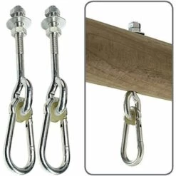 ILoveMilan Lot De 2 Crochets De Balançoire M10 / 150 Mm Avec Mousqueton, Crochets De Fixation à Vis Galvanisés -Equipement antichute Soldes 33252968 3
