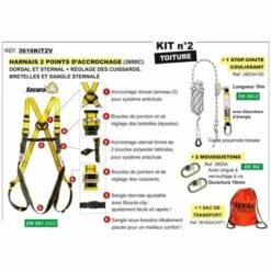 Levac - Kit Harnais Antichute N2 Toiture 3616KIT2V -Equipement antichute Soldes 35235988 3
