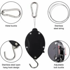 TRIOMPHE 2 Pièces Poulie Plante Rétractable Plant Pulley Crochet Suspension Pot De Fleur Pour Paniers Fleurs Mangeoires à Oiseaux Cage Oiseau (2 Pièces) -Equipement antichute Soldes 35893528 4