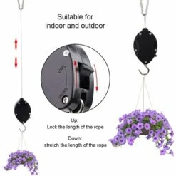 TRIOMPHE 2 Pièces Poulie Plante Rétractable Plant Pulley Crochet Suspension Pot De Fleur Pour Paniers Fleurs Mangeoires à Oiseaux Cage Oiseau (2 Pièces) -Equipement antichute Soldes 35893528 5