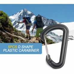 HAPPYSHOPPING 5 PCS D Forme En Plastique Mousqueton D-Ring Porte-cles Ressort Crochet Molle Fermoir Boucle Escalade Outil Exterieur