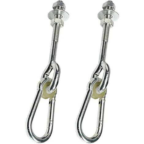 TRIOMPHE Lot De 2 Crochets De Balançoire M10 / 150 Mm Avec Mousqueton, Crochets De Fixation à Vis Galvanisés 3 TRIOMPHE Lot De 2 Crochets De Balançoire M10 / 150 Mm Avec Mousqueton, Crochets De Fixation à Vis Galvanisés
