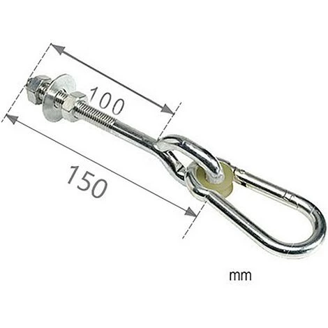 TRIOMPHE Lot De 2 Crochets De Balançoire M10 / 150 Mm Avec Mousqueton, Crochets De Fixation à Vis Galvanisés 7 TRIOMPHE Lot De 2 Crochets De Balançoire M10 / 150 Mm Avec Mousqueton, Crochets De Fixation à Vis Galvanisés – Image 5