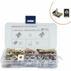 THSINDE 100 Pièces-No.10 Jeu D'écrous En Forme De U Galvanisés, écrou En Acier Au Manganèse Avec Vis Autotaraudeuse En Acier Inoxydable