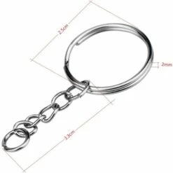 BRIDAY 100 PCS Anneau Porte Clé, 25 Mm Porte Clef Avec Chaîne Argent Porte Clef Avec Anneaux -Equipement antichute Soldes 36813723 3