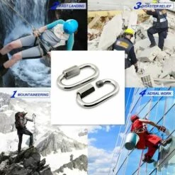 TRIOMPHE 2-Pack M8 En Acier Inoxydable D Forme Mousqueton Quick Link Keychain Buckle -Equipement antichute Soldes 37991846 4