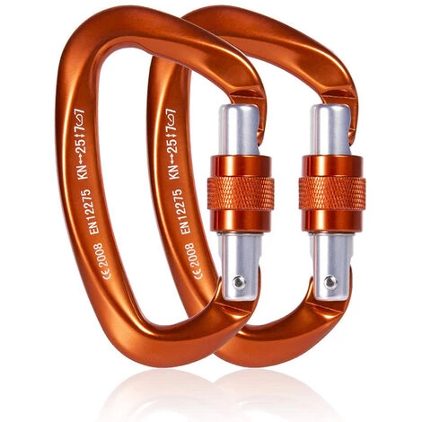 TRIOMPHE Lot De 2 Mousquetons De Verrouillage 25 KN Robustes Avec Fermeture à Vis Pour Escalade En Plein Air, Camping, Hamacs, Laisse Pour Chien, Balançoire, Pêche, Bouteille D'eau, Porte-clés 3 TRIOMPHE Lot De 2 Mousquetons De Verrouillage 25 KN Robustes Avec Fermeture à Vis Pour Escalade En Plein Air, Camping, Hamacs, Laisse Pour Chien, Balançoire, Pêche, Bouteille D'eau, Porte-clés