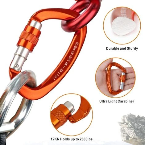 TRIOMPHE Lot De 2 Mousquetons De Verrouillage 25 KN Robustes Avec Fermeture à Vis Pour Escalade En Plein Air, Camping, Hamacs, Laisse Pour Chien, Balançoire, Pêche, Bouteille D'eau, Porte-clés 7 TRIOMPHE Lot De 2 Mousquetons De Verrouillage 25 KN Robustes Avec Fermeture à Vis Pour Escalade En Plein Air, Camping, Hamacs, Laisse Pour Chien, Balançoire, Pêche, Bouteille D'eau, Porte-clés – Image 5
